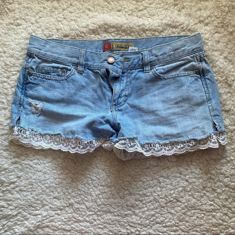 Old Navy Scallop Lace Embroidered Cutoff Jean Shorts